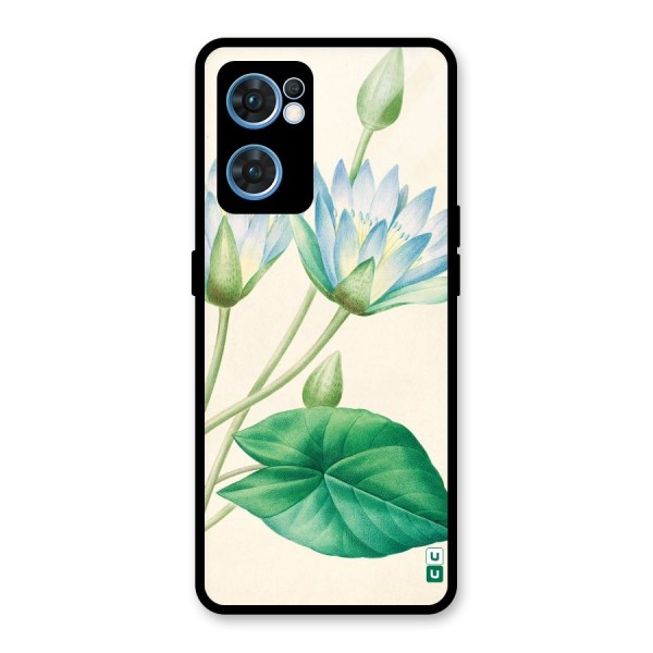 Blue Lotus Glass Back Case for Oppo Reno7 5G