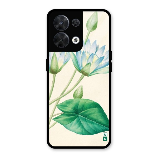 Blue Lotus Glass Back Case for Oppo Reno8 5G