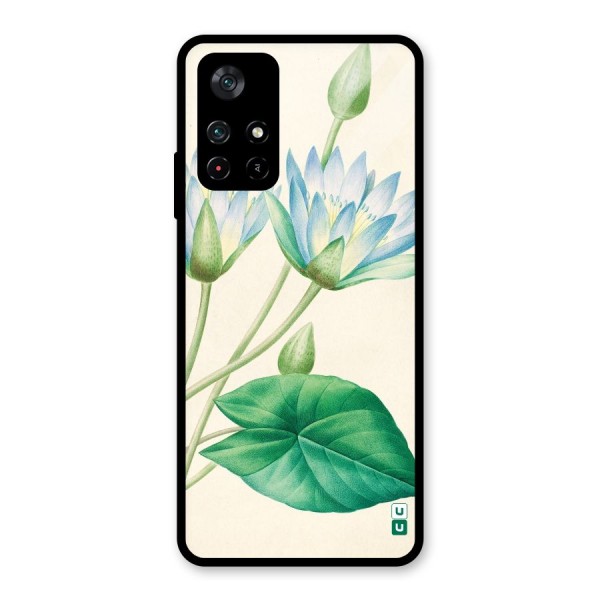 Blue Lotus Glass Back Case for Poco M4 Pro 5G