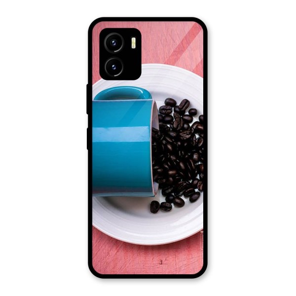 Blue Mug And Beans Glass Back Case for Vivo Y15s