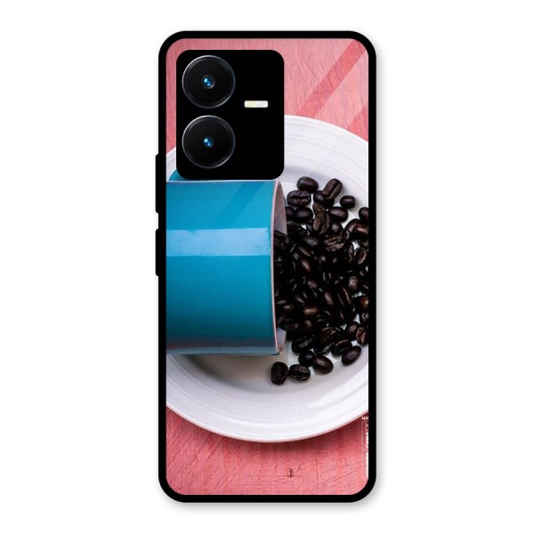 Blue Mug And Beans Glass Back Case for Vivo Y22