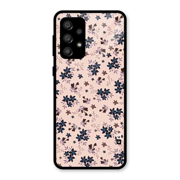 Blue Peach Floral Glass Back Case for Galaxy A32