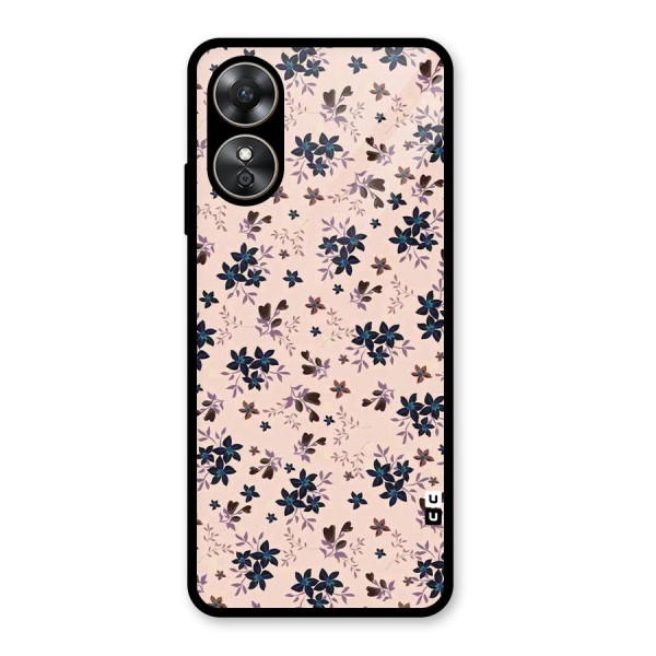 Blue Peach Floral Glass Back Case for Oppo A17