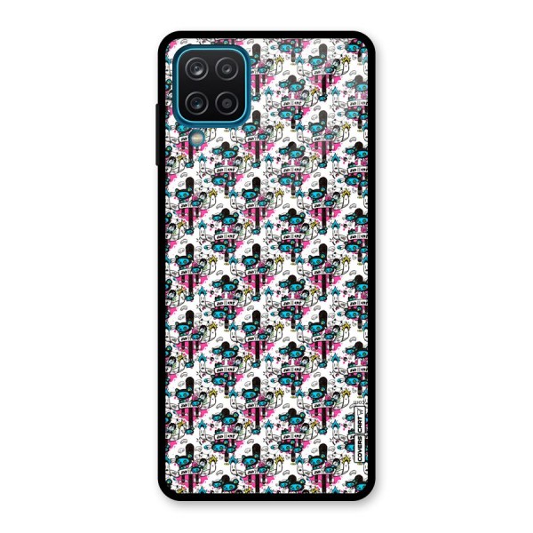 Blue Pink Pattern Glass Back Case for Galaxy A12