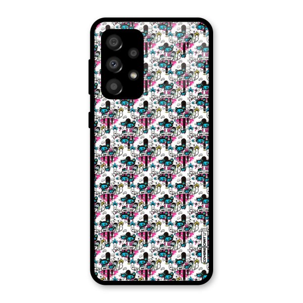 Blue Pink Pattern Glass Back Case for Galaxy A32