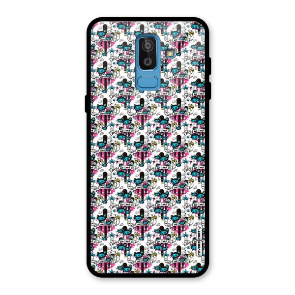 Blue Pink Pattern Glass Back Case for Galaxy J8