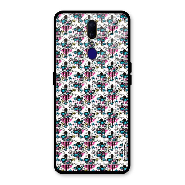 Blue Pink Pattern Glass Back Case for Oppo F11