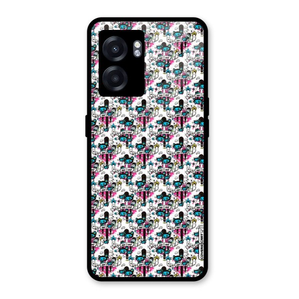 Blue Pink Pattern Glass Back Case for Oppo K10 (5G)