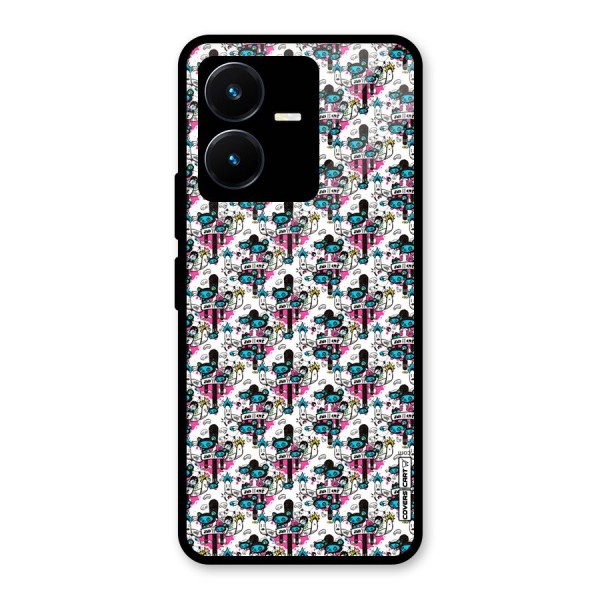 Blue Pink Pattern Glass Back Case for Vivo Y22