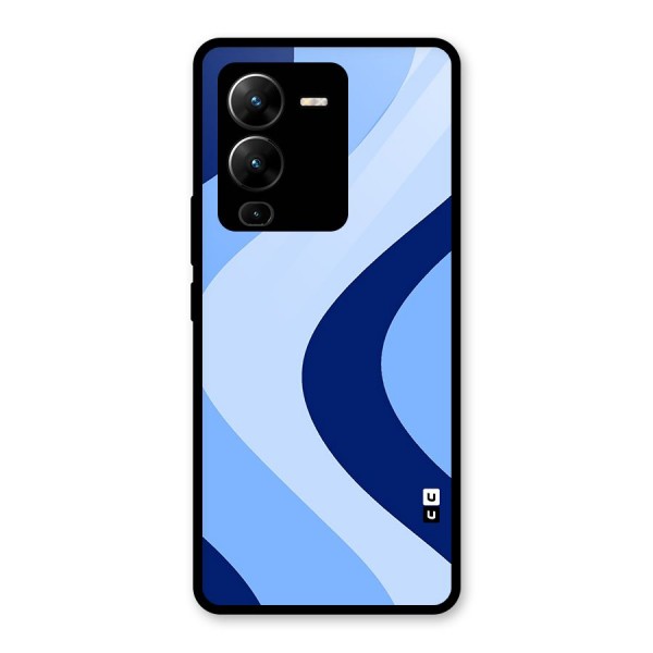 Blue Shade Curves Glass Back Case for Vivo V25 Pro