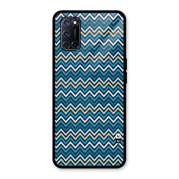 Blue Shades Chevron Pattern Glass Back Case for Oppo A52