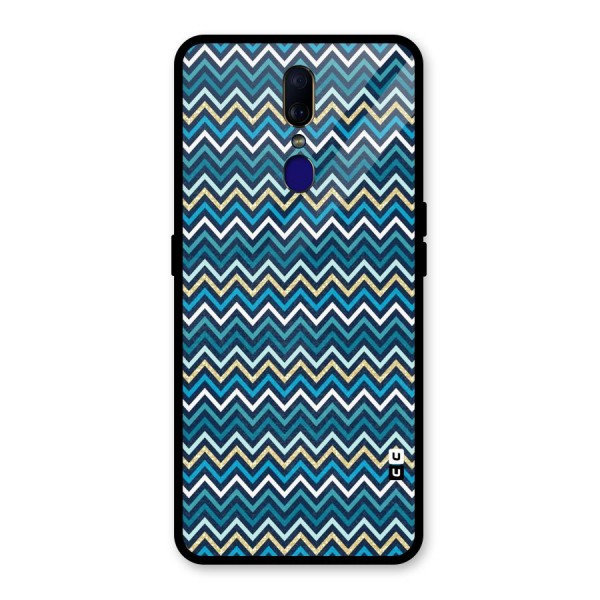 Blue Shades Chevron Pattern Glass Back Case for Oppo F11