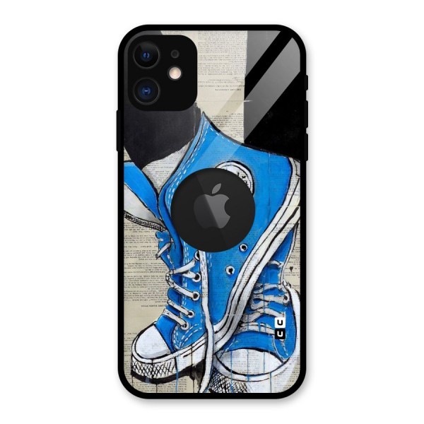 Blue Shoes Glass Back Case for iPhone 11 Logo Cut