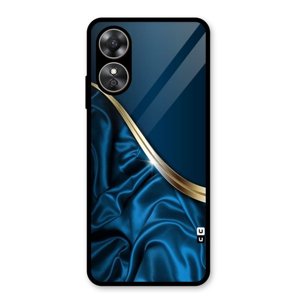 Blue Smooth Flow Glass Back Case for Oppo A17