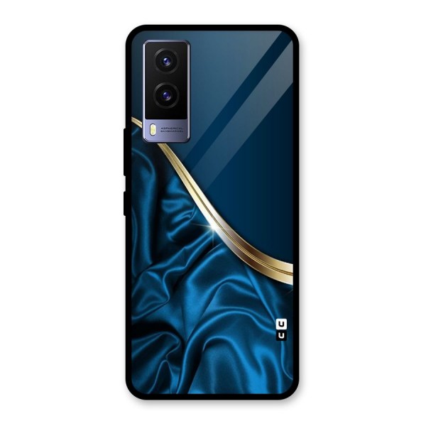 Blue Smooth Flow Glass Back Case for Vivo V21e 5G