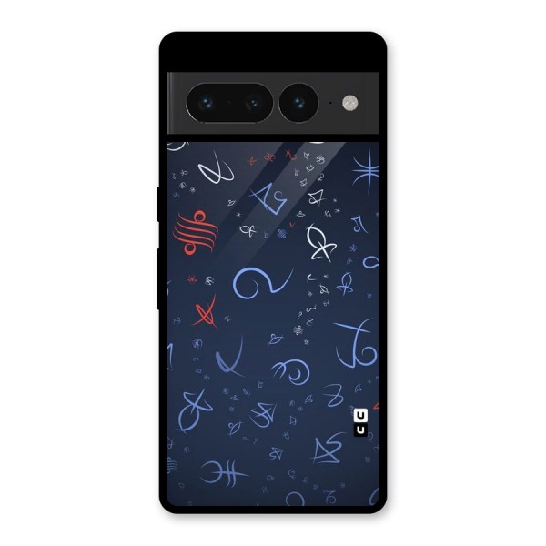 Blue Symbols Glass Back Case for Google Pixel 7 Pro