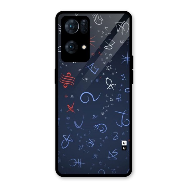 Blue Symbols Glass Back Case for Oppo Reno7 Pro 5G