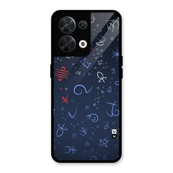 Blue Symbols Glass Back Case for Oppo Reno8 5G