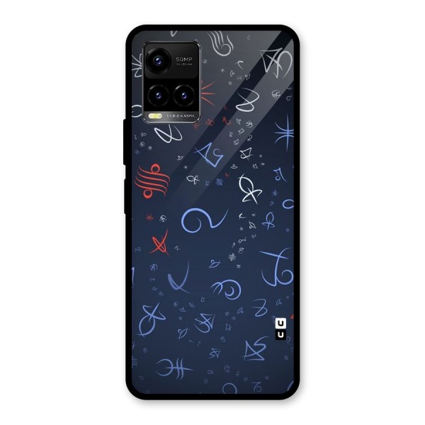 Blue Symbols Glass Back Case for Vivo Y21 2021