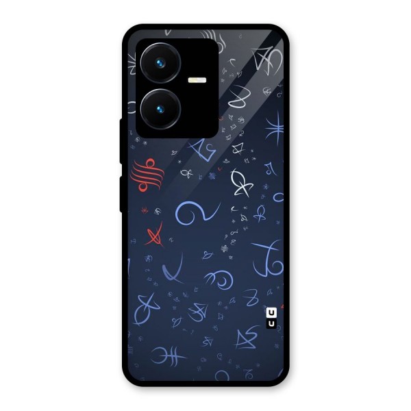 Blue Symbols Glass Back Case for Vivo Y22