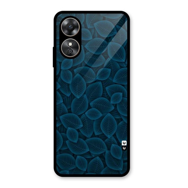 Blue Thin Leaves Glass Back Case for Oppo A17