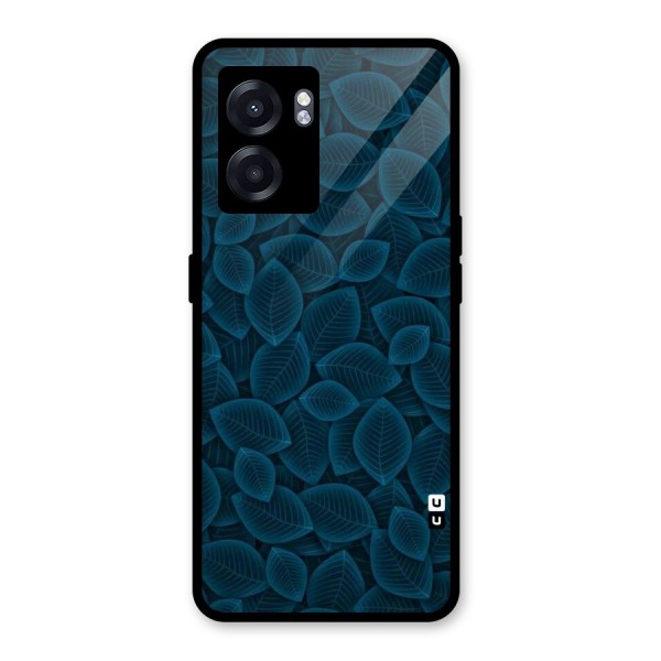 Blue Thin Leaves Glass Back Case for Oppo K10 (5G)