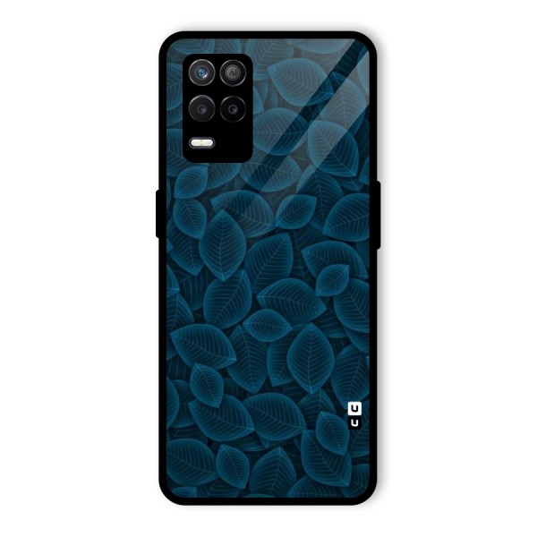 Blue Thin Leaves Glass Back Case for Realme 8 5G