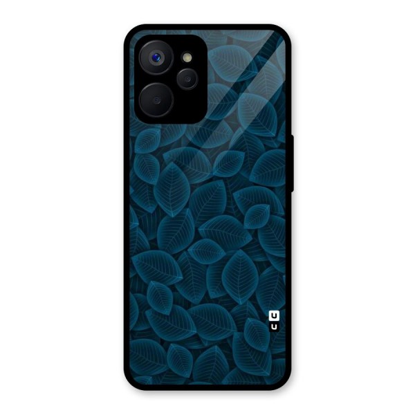 Blue Thin Leaves Glass Back Case for Realme 9i 5G