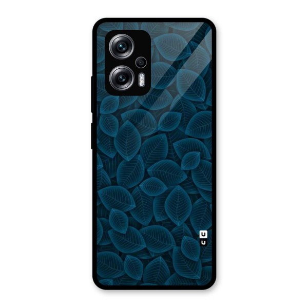 Blue Thin Leaves Glass Back Case for Redmi K50i