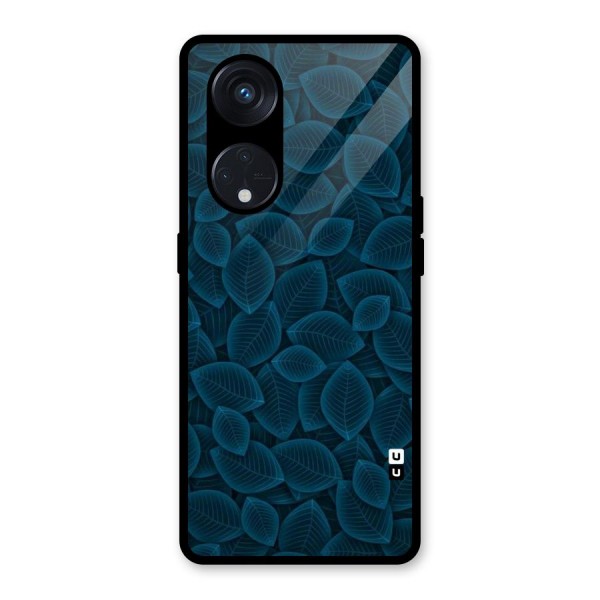 Blue Thin Leaves Glass Back Case for Reno8 T 5G