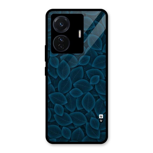 Blue Thin Leaves Glass Back Case for Vivo T1 Pro