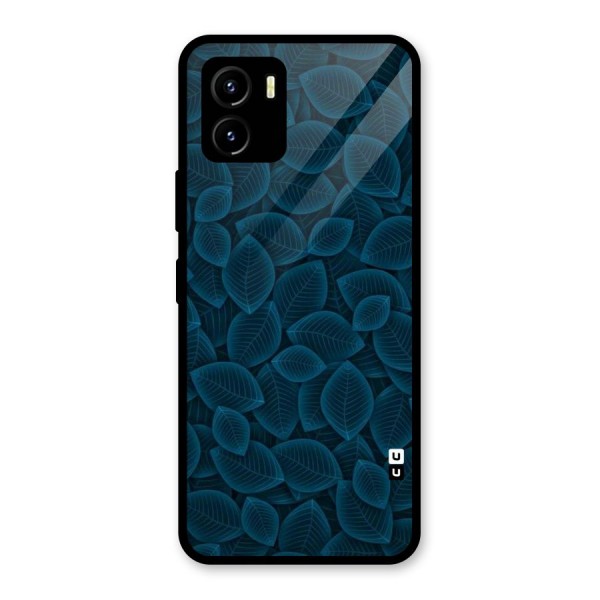 Blue Thin Leaves Glass Back Case for Vivo Y15s