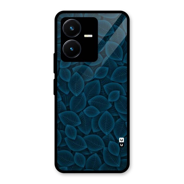 Blue Thin Leaves Glass Back Case for Vivo Y22