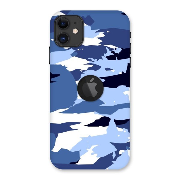 Blue White Canvas Back Case for iPhone 11 Logo Cut