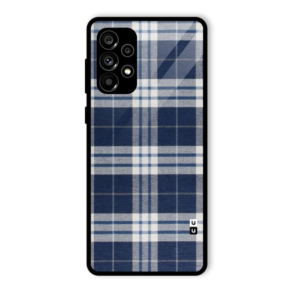 Blue White Check Glass Back Case for Galaxy A73 5G