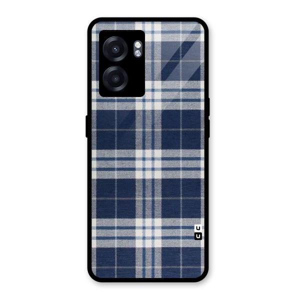 Blue White Check Glass Back Case for Oppo K10 (5G)