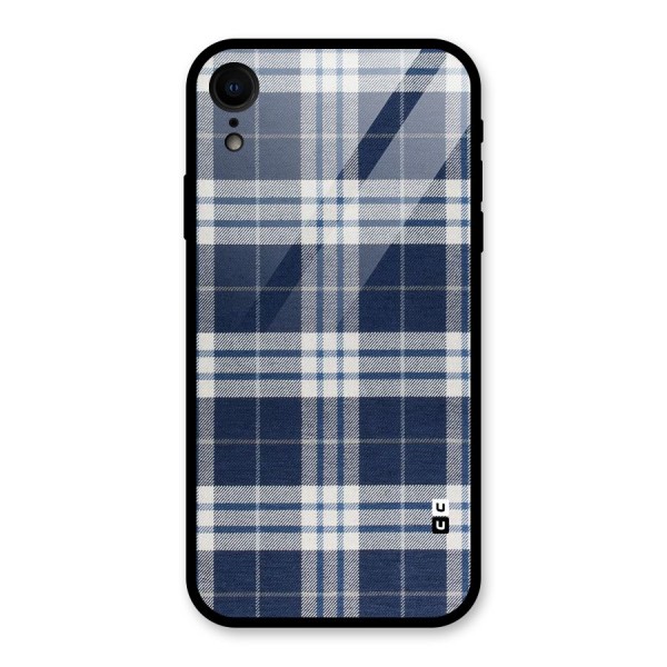 Blue White Check Glass Back Case for XR