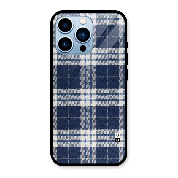 Blue White Check Glass Back Case for iPhone 13 Pro