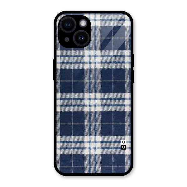 Blue White Check Glass Back Case for iPhone 14