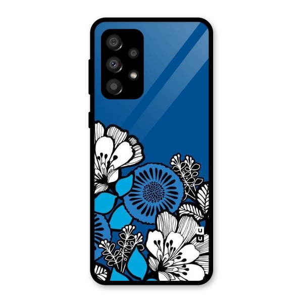 Blue White Flowers Glass Back Case for Galaxy A32