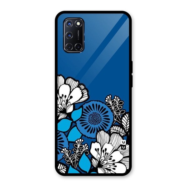 Blue White Flowers Glass Back Case for Oppo A52