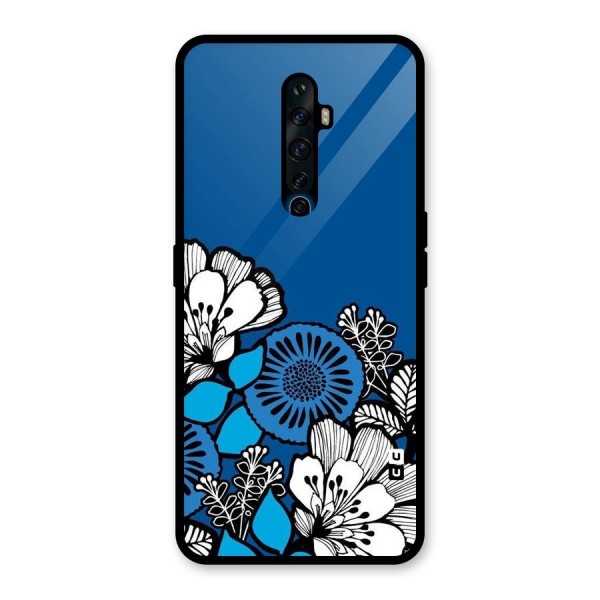 Blue White Flowers Glass Back Case for Oppo Reno2 Z