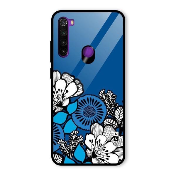 Blue White Flowers Glass Back Case for Redmi Note 8