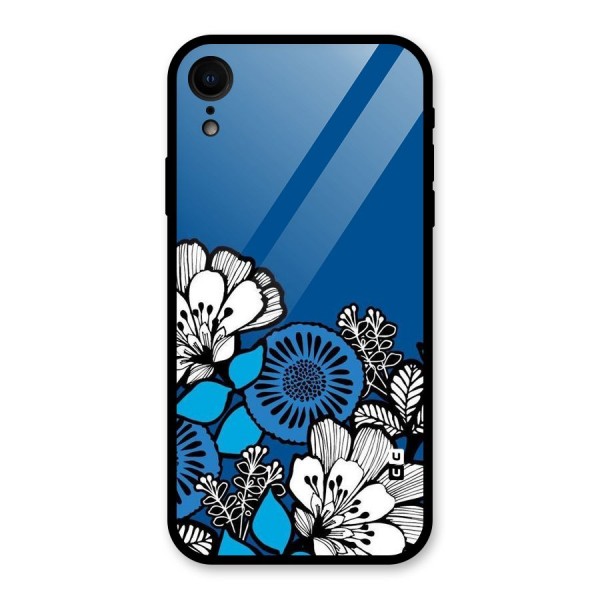 Blue White Flowers Glass Back Case for XR