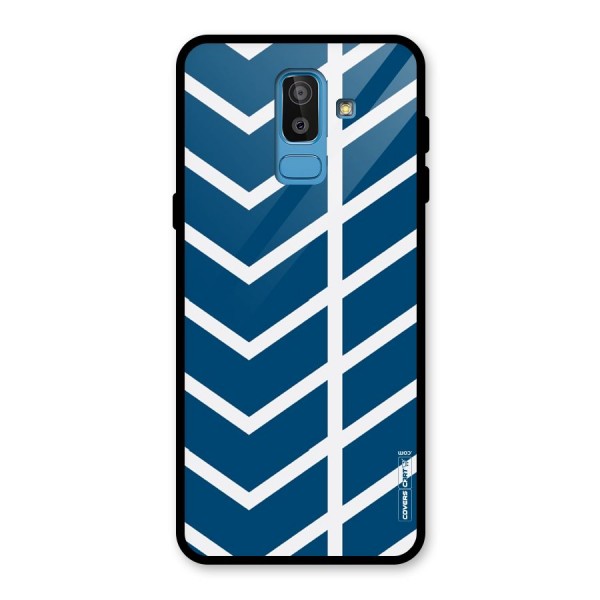 Blue White Pattern Glass Back Case for Galaxy J8