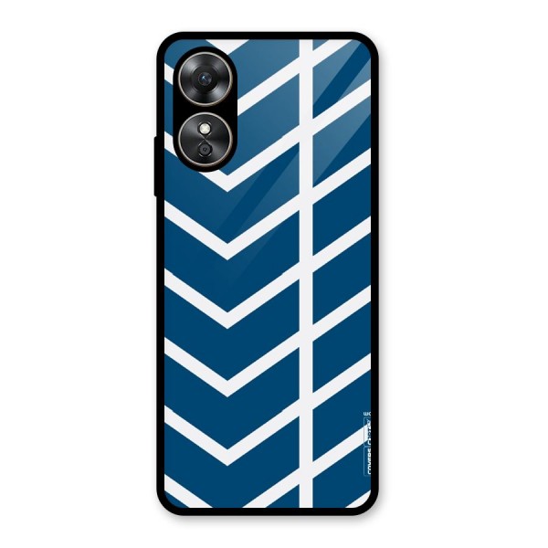 Blue White Pattern Glass Back Case for Oppo A17