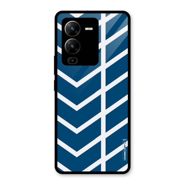 Blue White Pattern Glass Back Case for Vivo V25 Pro