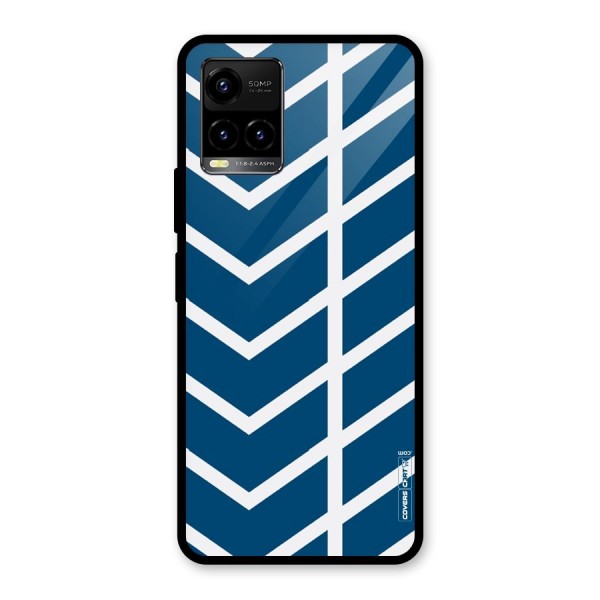 Blue White Pattern Glass Back Case for Vivo Y21 2021