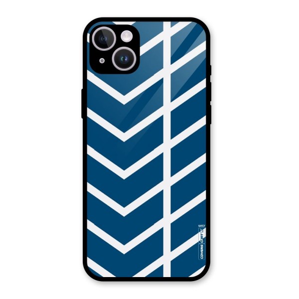 Blue White Pattern Glass Back Case for iPhone 14 Plus