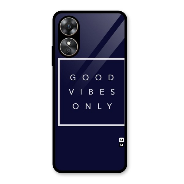 Blue White Vibes Glass Back Case for Oppo A17